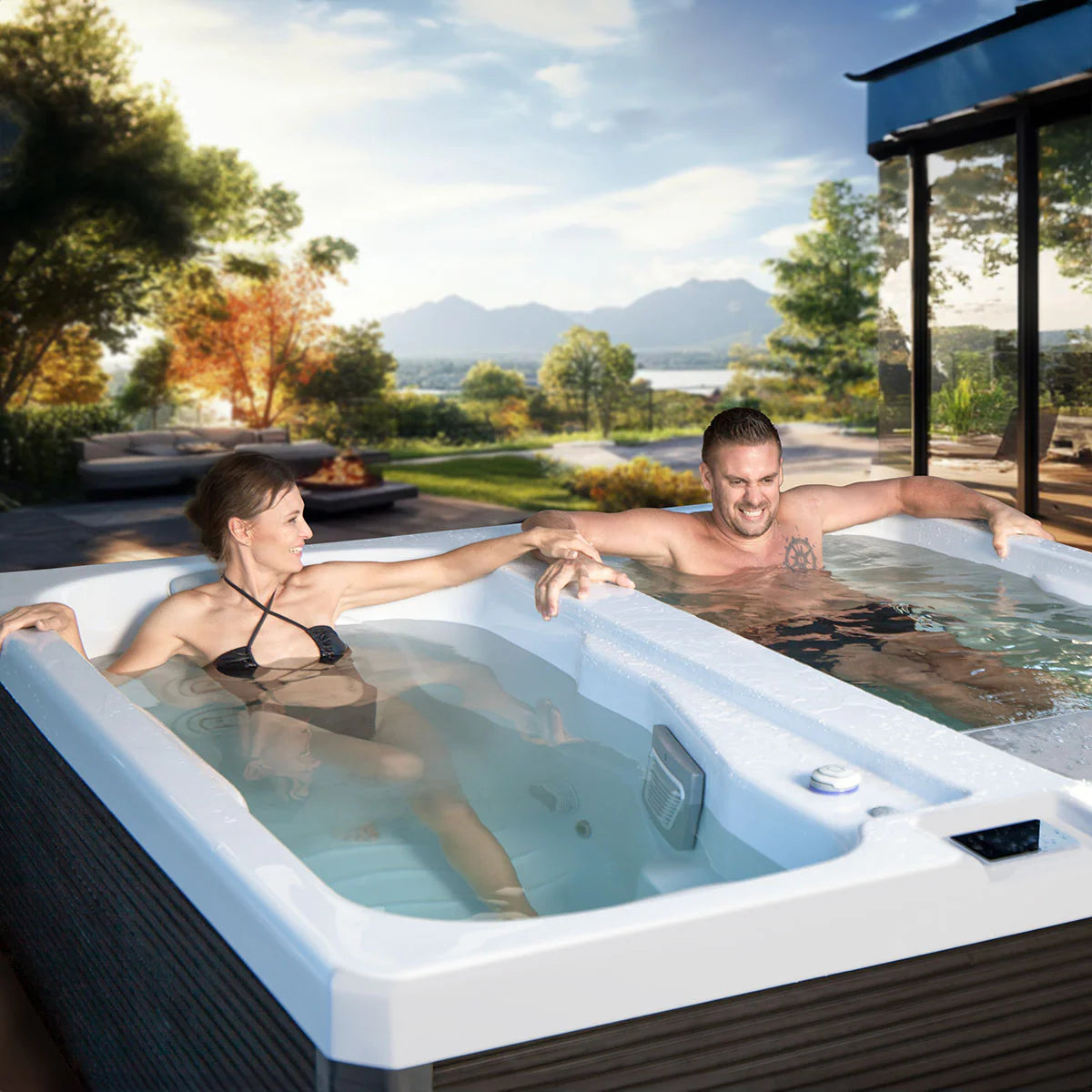 Eisbad cold plunge und Whirlpool 2 Personen drin Reluxis Iceland Duo Pro Wellis kaufen für Zuhause mit Kühlung für den Garten