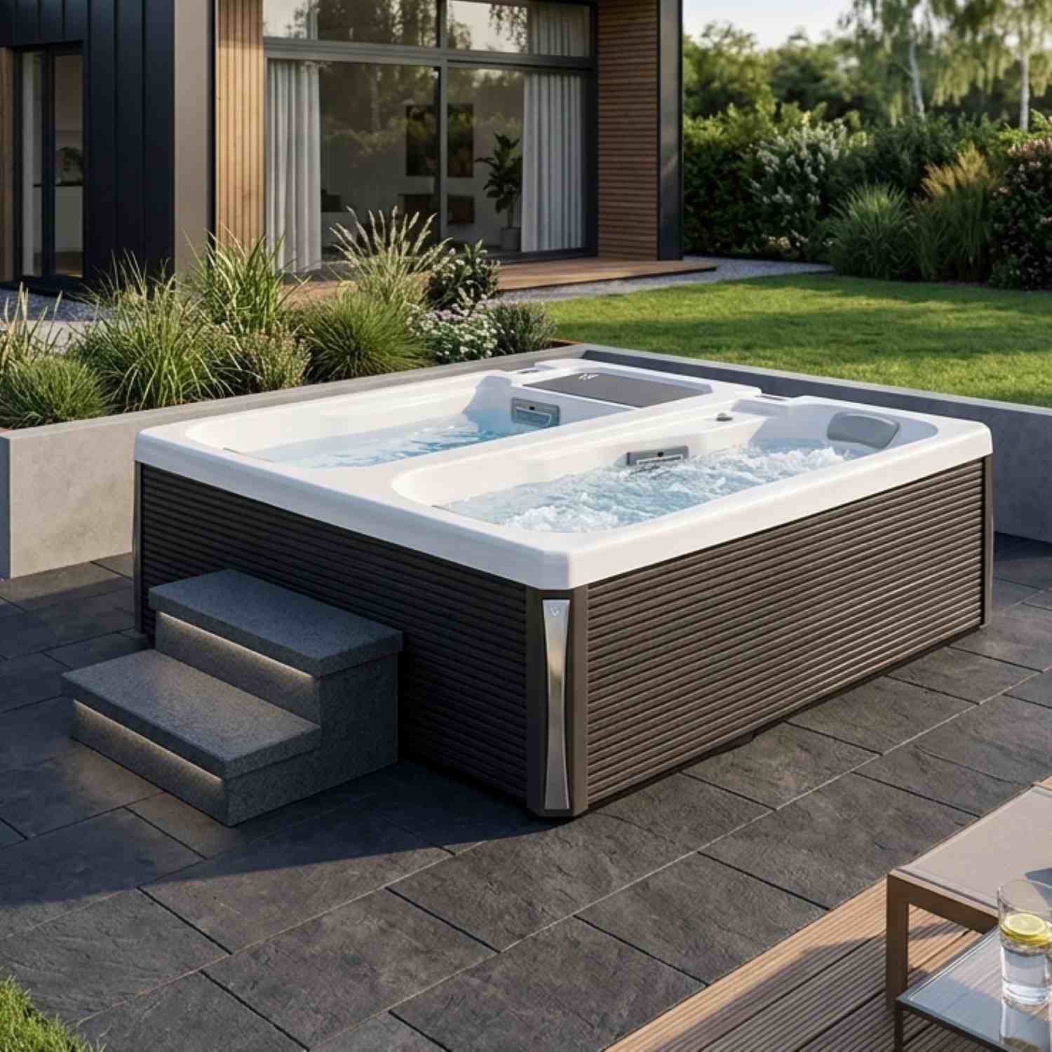 Eisbad cold plunge und Whirlpool 2 Personen Reluxis Iceland Duo Pro Wellis kaufen für Zuhause mit Kühlung im Garten
