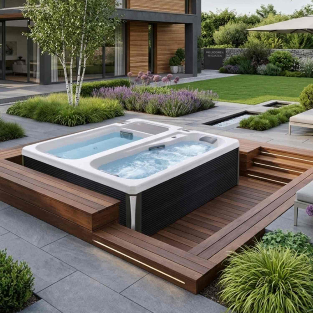 Eisbad cold plunge und Whirlpool 2 Personen Reluxis Iceland Duo Pro Wellis kaufen für Zuhause mit Kühlung im Garten