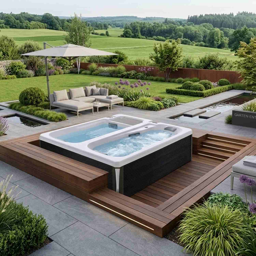 Eisbad cold plunge und Whirlpool 2 Personen Reluxis Iceland Duo Pro Wellis kaufen für Zuhause mit Kühlung im Garten