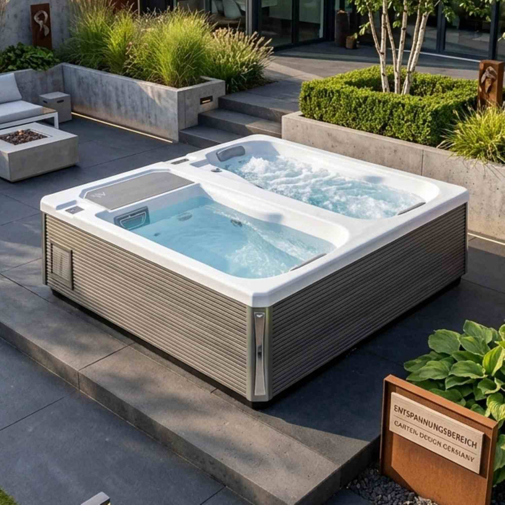 Eisbad cold plunge und Whirlpool 2 Personen Reluxis Iceland Duo Pro Wellis kaufen für Zuhause mit Kühlung im Garten