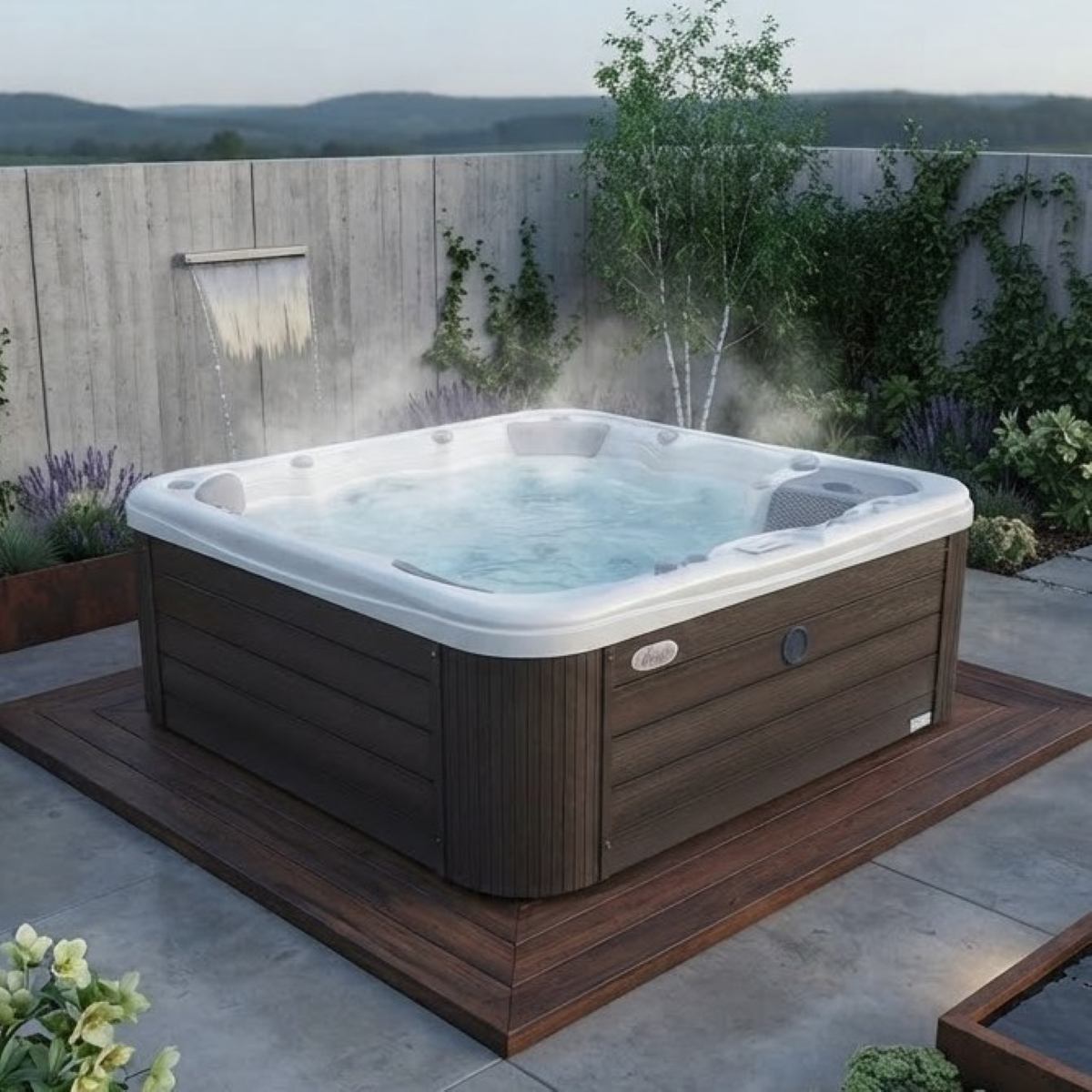 Garten Whirlpool kaufen Ideen winterfest 4 Personen eckig auf Terrasse draußen ganzjährig Kosten Angebot mit Abdeckung mit Wärmepumpe