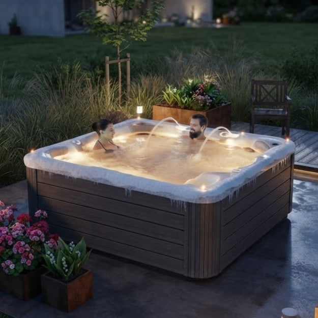 Garten Whirlpool kaufen Ideen winterfest 4 Personen eckig für die Terrasse draußen ganzjährig Kosten Angebot mit Abdeckung mit Wärmepumpe
