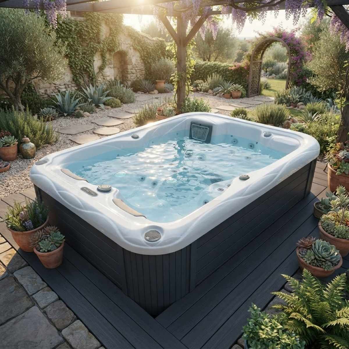 Outdoor Whirlpool 2 Personen kaufen winterfest plug an play mit Abdeckung für den Garten Deutschland Österreich ganzjährig München Wien