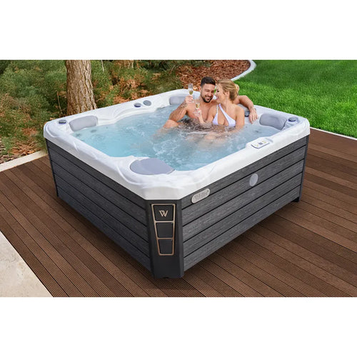 Outdoor Whirlpool 4 - 5 Personen winterfest Reluxis Budapest Life Wellis im Garten kaufen viereckig 2 Personen drin