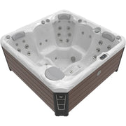 Outdoor Whirlpool 4 - 5 Personen winterfest Reluxis Budapest Life Wellis für den Garten kaufen viereckig braune Seitenverkleidung