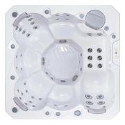 Outdoor Whirlpool 6 Personen winterfest Reluxis Prague Life Wellis Garten kaufen 4 eckig Drausicht weiss