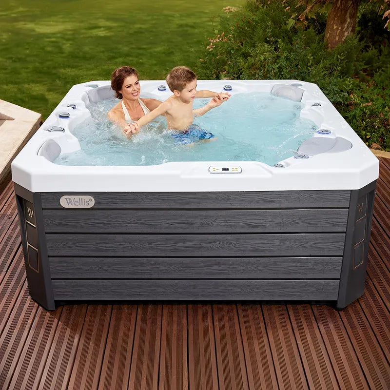 Outdoor Whirlpool 6 Personen winterfest Reluxis Prague Life Wellis für den Garten kaufen 4 eckig 2 Personen drin