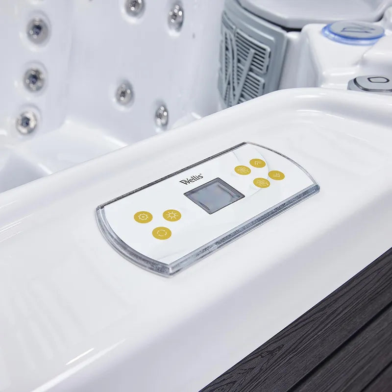 Outdoor Whirlpool 6 Personen winterfest Reluxis Prague Life Wellis für den Garten kaufen 4 eckig Detailbild Bedienung