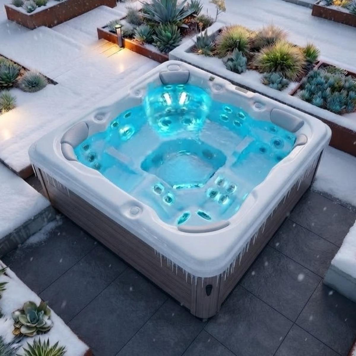 Outdoor Whirlpool winterfest 2 – 4 - 6 Personen Testsieger kaufen mit Abdeckung für den Garten mit Wärmepumpe ganzjährig  Hamburg Villach Wels
