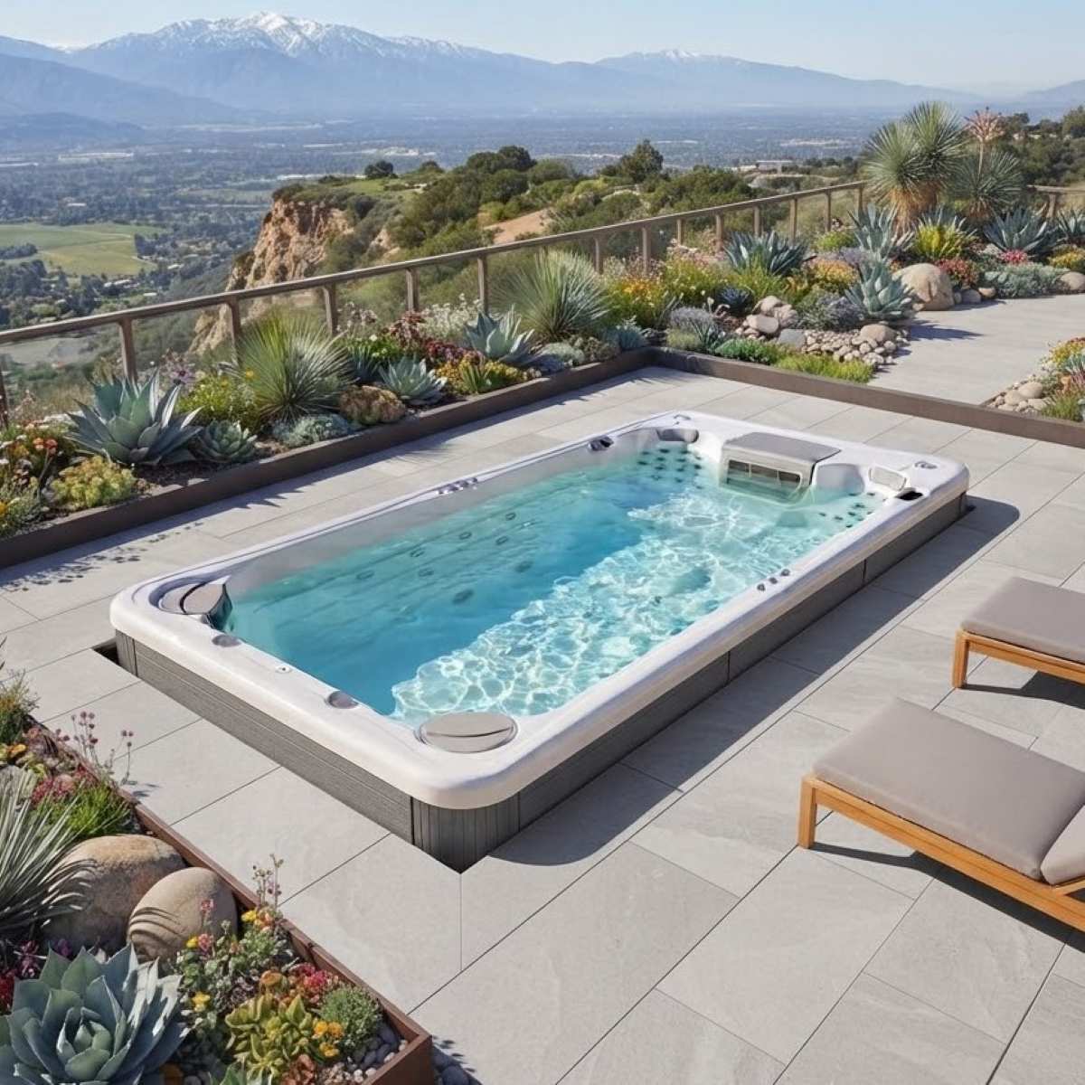 Pool mit Whirlpool und Gegenstromanlage Garten kaufen Preise Swim Spa Pool integriert teilversenkt Bodeneinbau eingelassen Kosten mit Abdeckung Stuttgart Wiener Wels