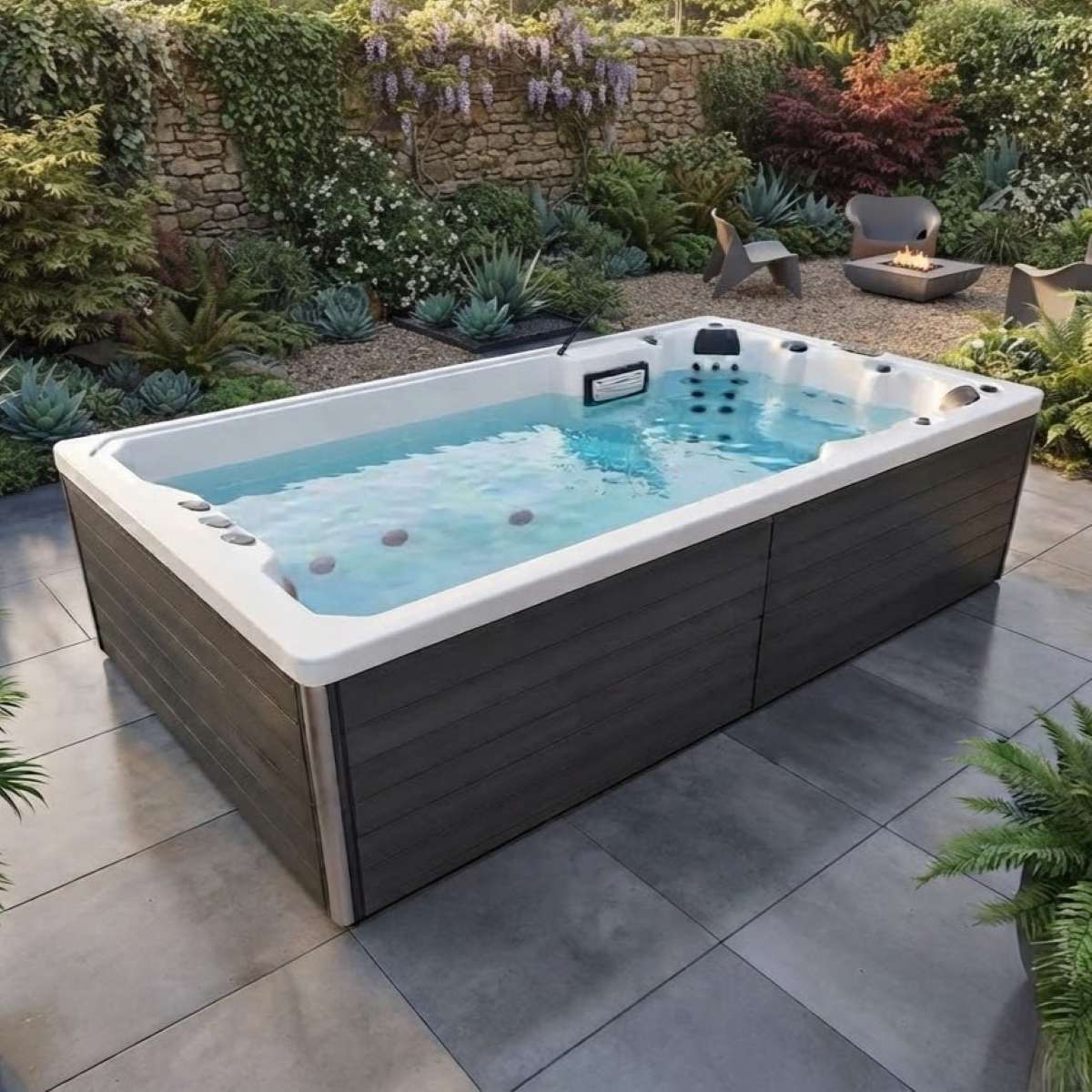 Swim Spa Pool Kosten freistehend kaufen Preise mit Gegenstromanlage und Whirlpool integriert Testsieger Stuttgart Innsbruck Swim Spa Reluxis Elba Deluxe