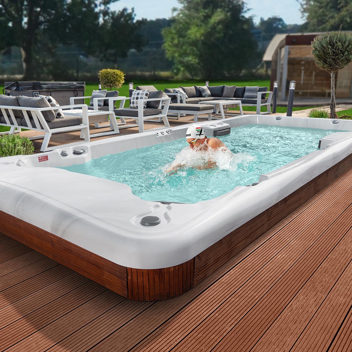 Swim Spa Reluxis Amazonas Riverjet Life Wellis Pool kaufen Preise für den Garten 1 Person schwimmt