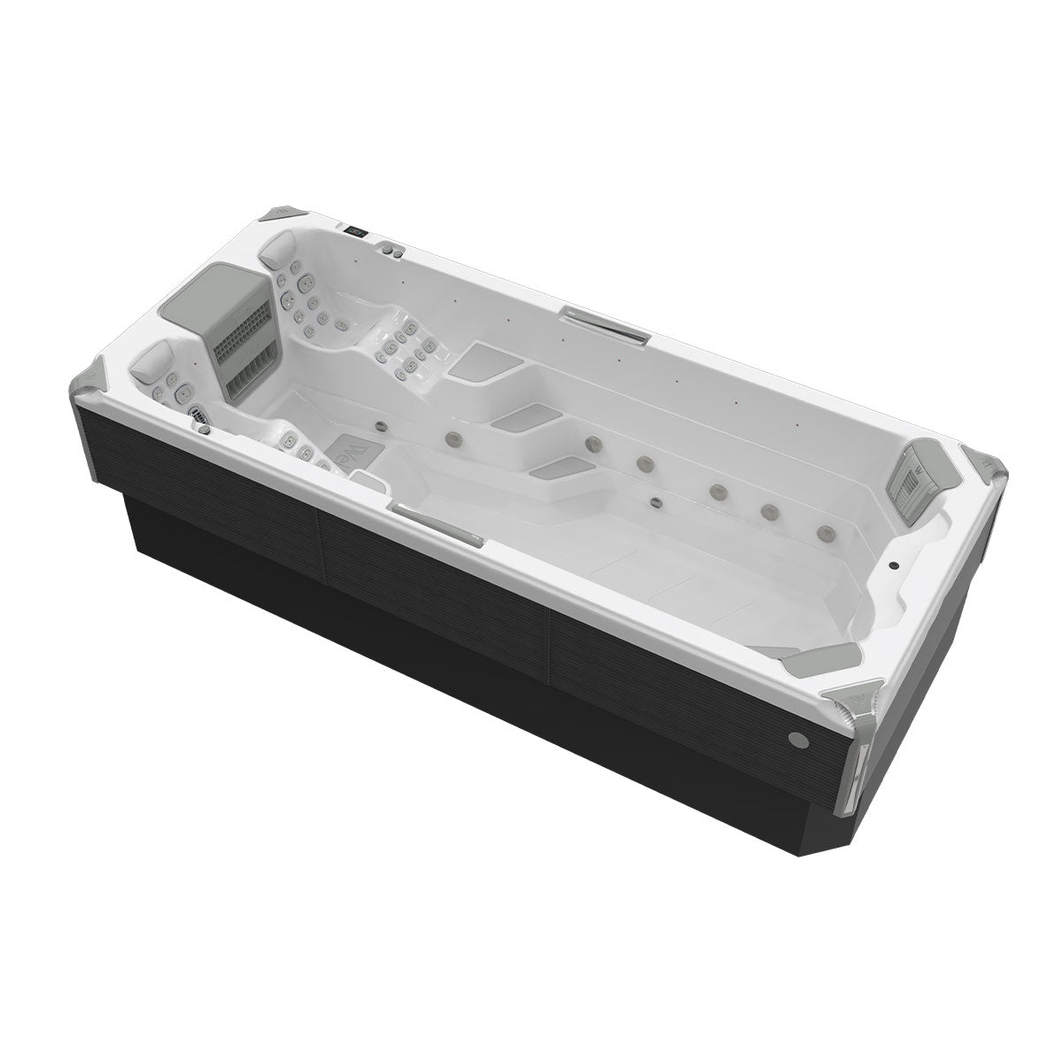 Swim Spa Reluxis Amazonas W Flow Grand Prix Wellis Pool kaufen teilversenkt Preis Garten Terrasse Seitenansicht weiss