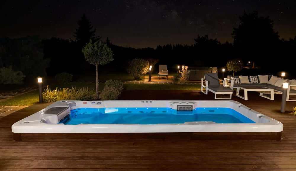 Swim Spa Reluxis Amazonas W Flow Wellis Pool kaufen Preise für den Garten nachts