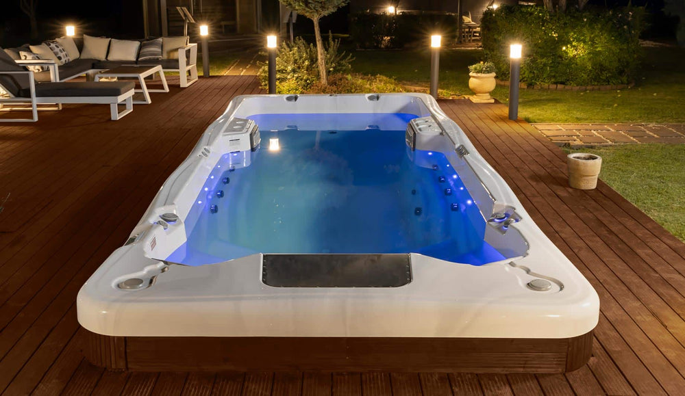 Swim Spa Reluxis Amazonas W Flow Wellis Pool kaufen Preise für den Garten abends