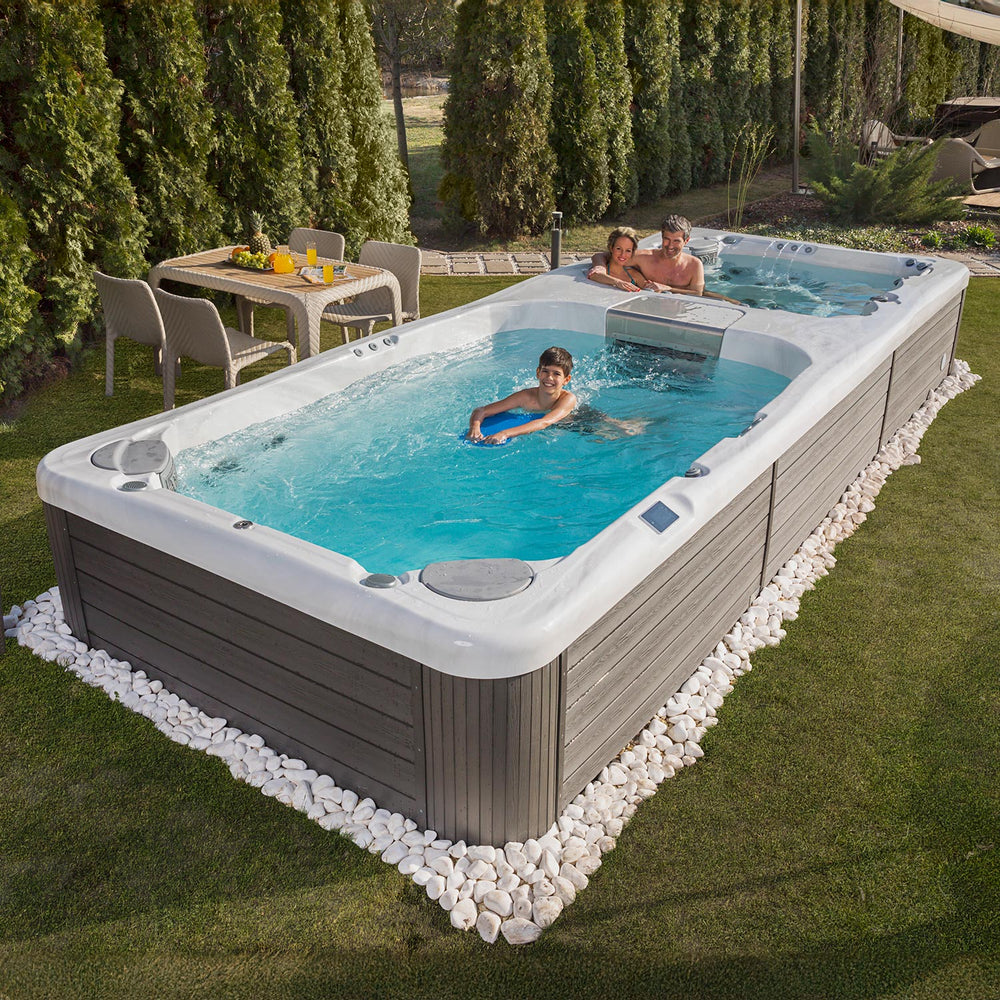 Swim Spa Reluxis Rio Grande W Flow Duo Wellis Pool kaufen Preis für den Garten mit Whirlpool 3 Personen drin