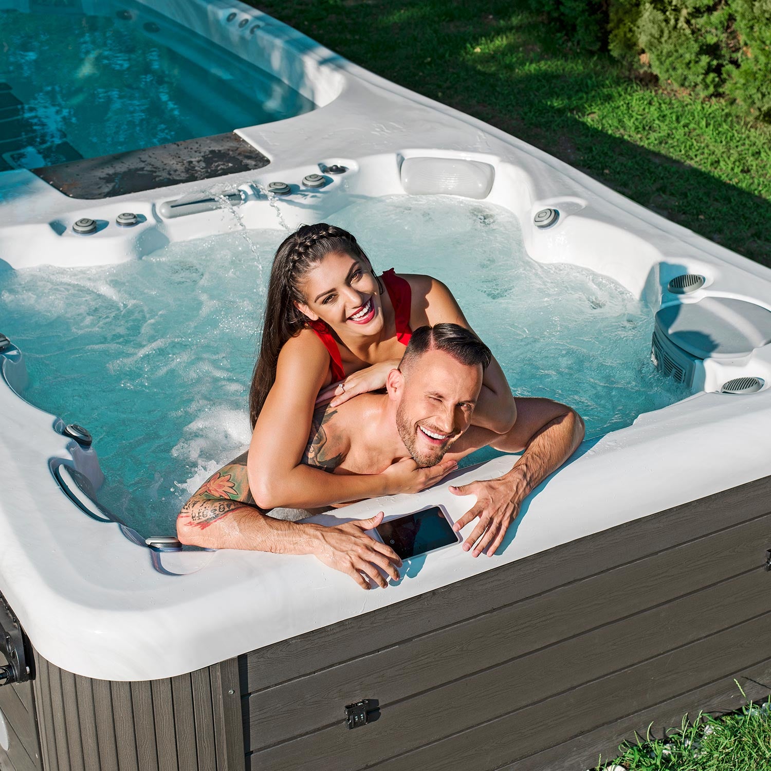 Swim Spa Reluxis Rio Grande W Flow Duo Wellis Pool kaufen Preis für den Garten mit Whirlpool Paar drin