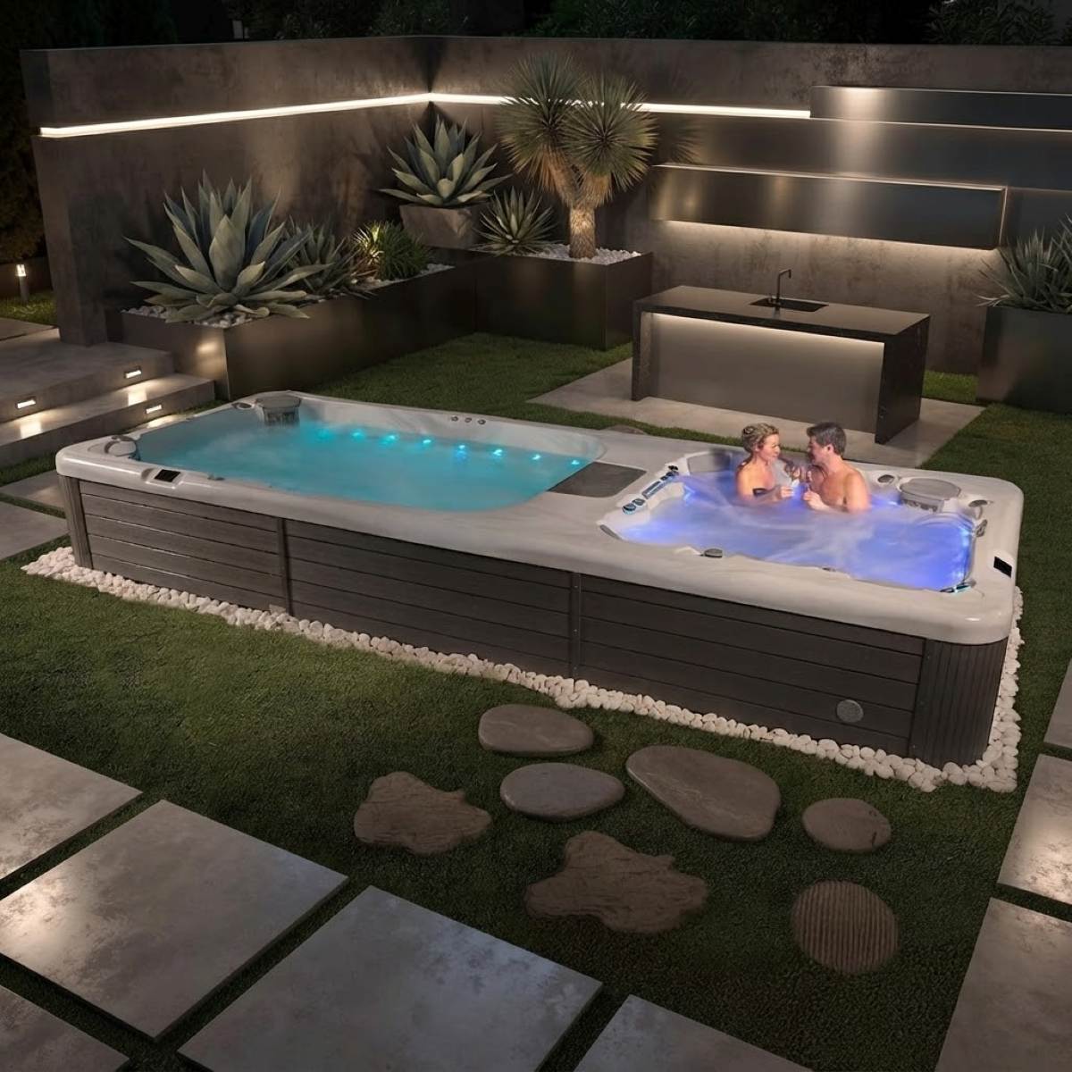 Swimspa Pool kaufen Preise Wellis Outdoor mit Whirlpool integriert Kombination 2 Zonen Dual teilversenkt eingelassen Moenchengladbach Graz