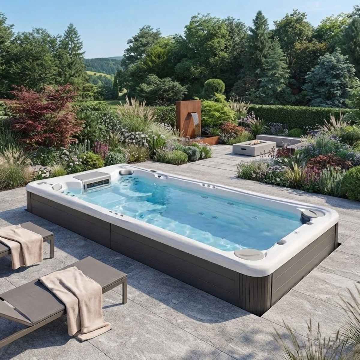 Swimspa kaufen in der Nähe Preise Abverkauf mit Abdeckung Pool Outdoor mit Whirlpool integriert Kombination versenkt Bodeneinbau eingelassen im Garten Hagen Potsdam