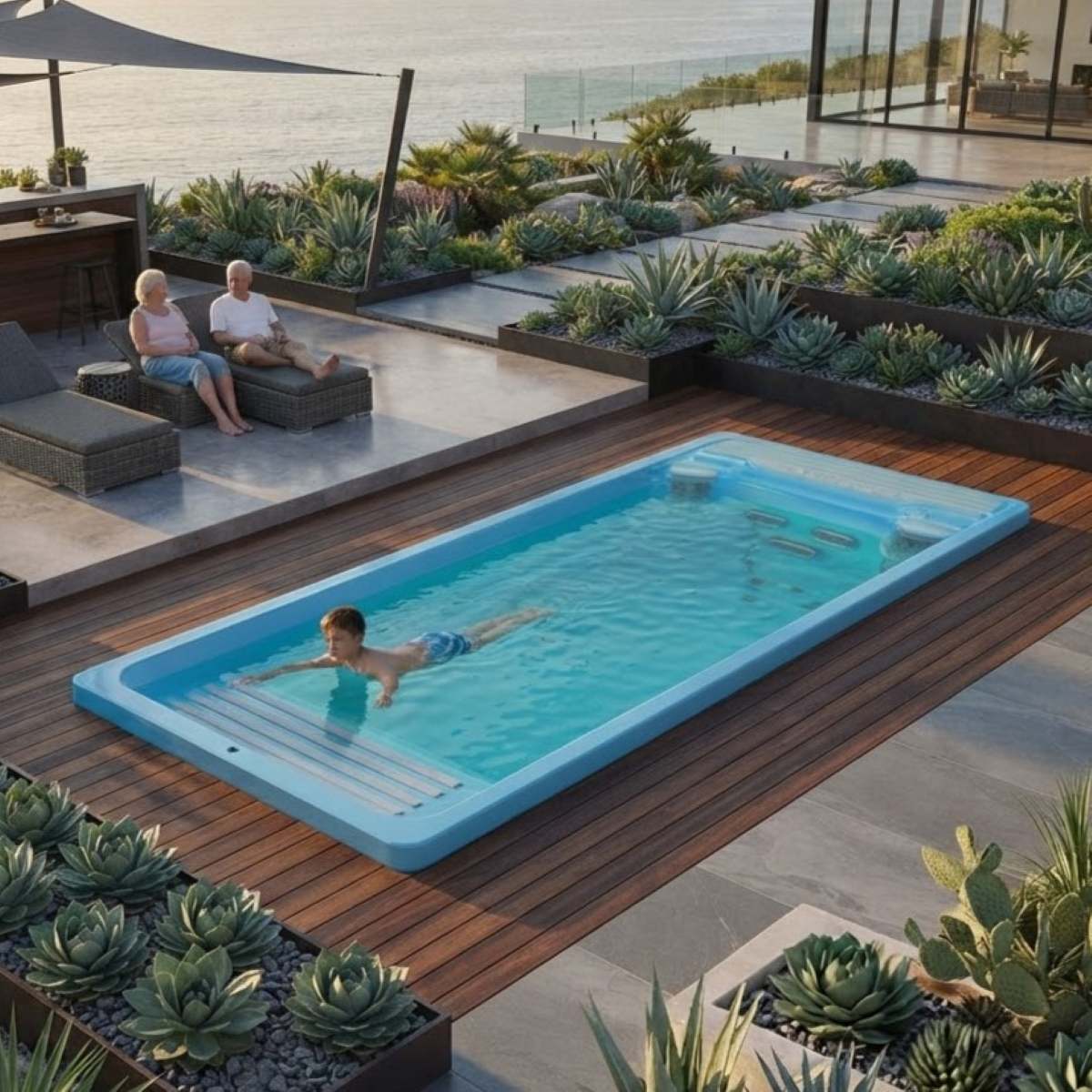 Swimspa kaufen in der Naehe Preise Abverkauf mit Abdeckung Pool Outdoor mit Whirlpool integriert Kombination versenkt Bodeneinbau eingelassen im Garten Oberhausen