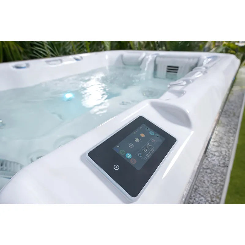 Whirlpool Garten 2 - 3 Personen winterfest Reluxis Teide Life Wellis kaufen Preis Outdoor freistehend rechteckig Detailbild Touchpanel