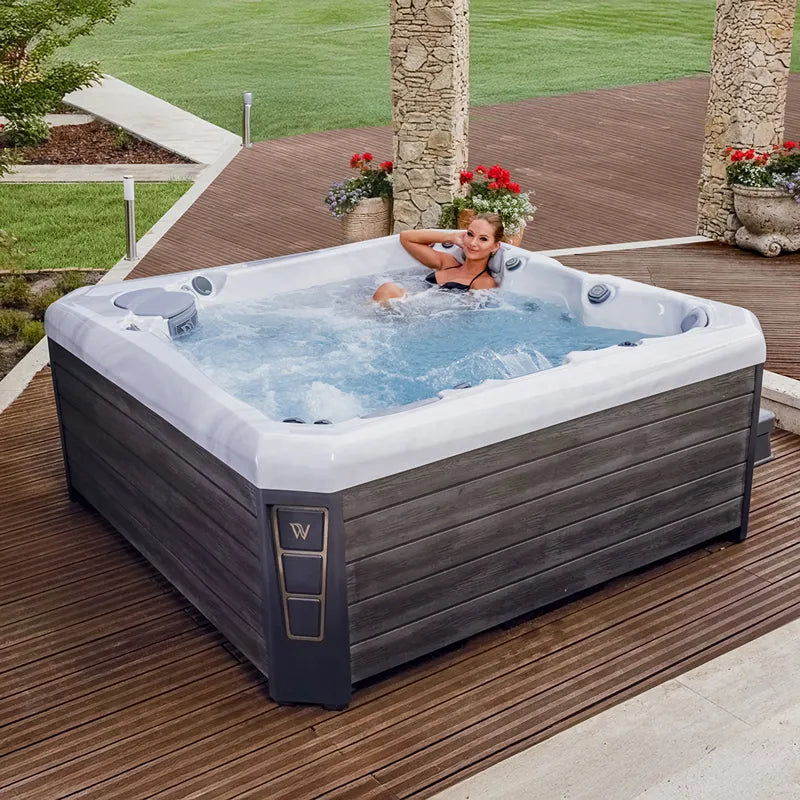 Whirlpool Garten 4 5 Personen winterfest Outdoor Reluxis Palermo Life Wellis kaufen eckig Frau drin