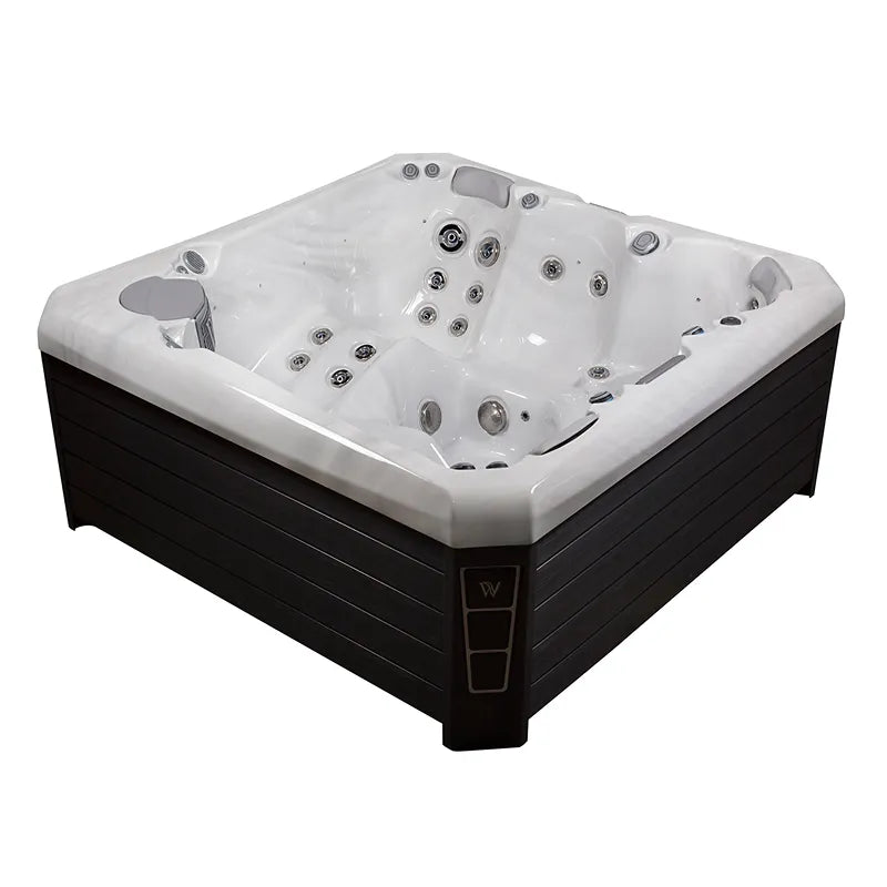 Whirlpool Garten 4 - 5 Personen winterfest Outdoor Reluxis Palermo Life Wellis kaufen eckig Seitenasicht