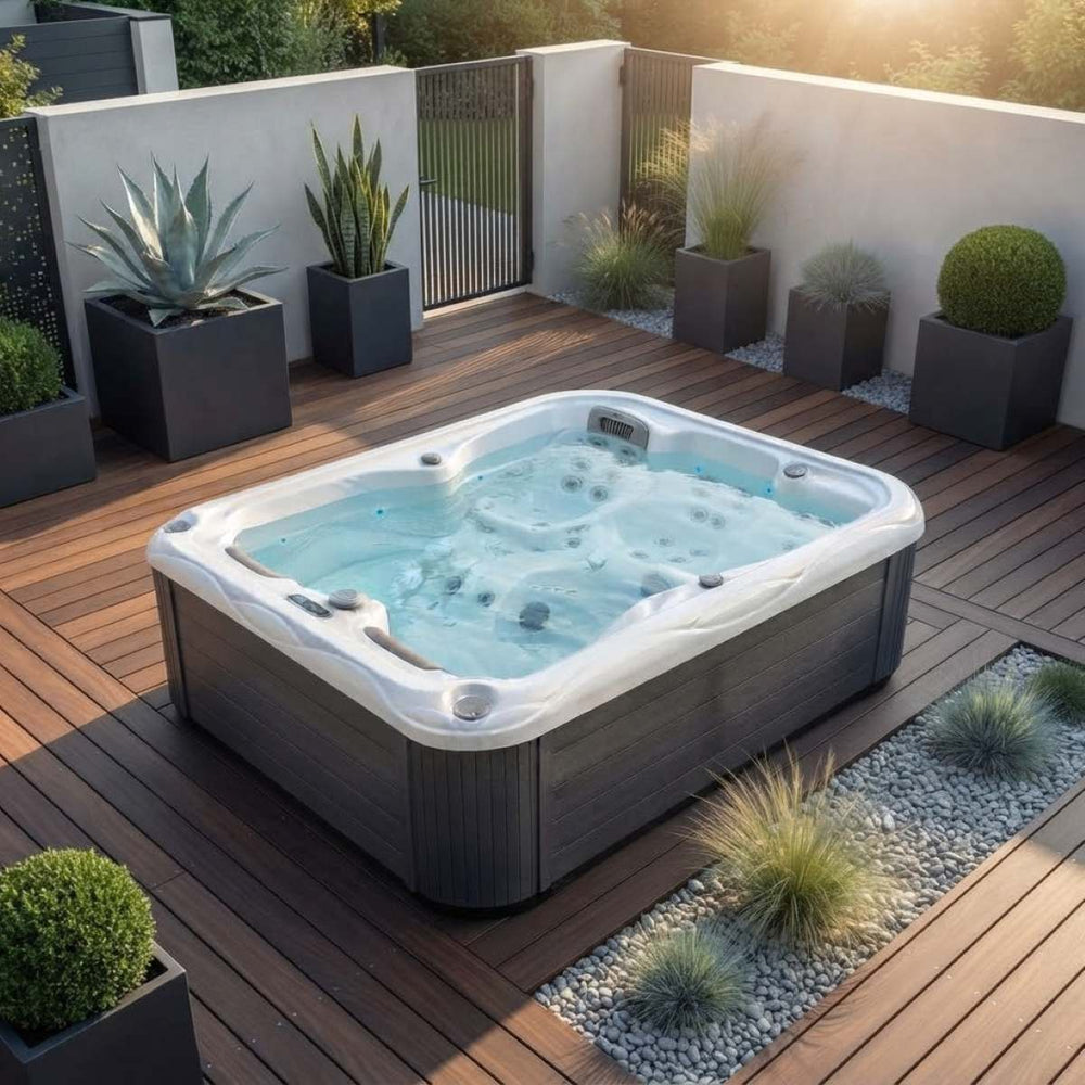 Whirlpool Outdoor 2 Personen kaufen winterfest plug an play mit Abdeckung für den Garten Deutschland Österreich ganzjährig München Linz