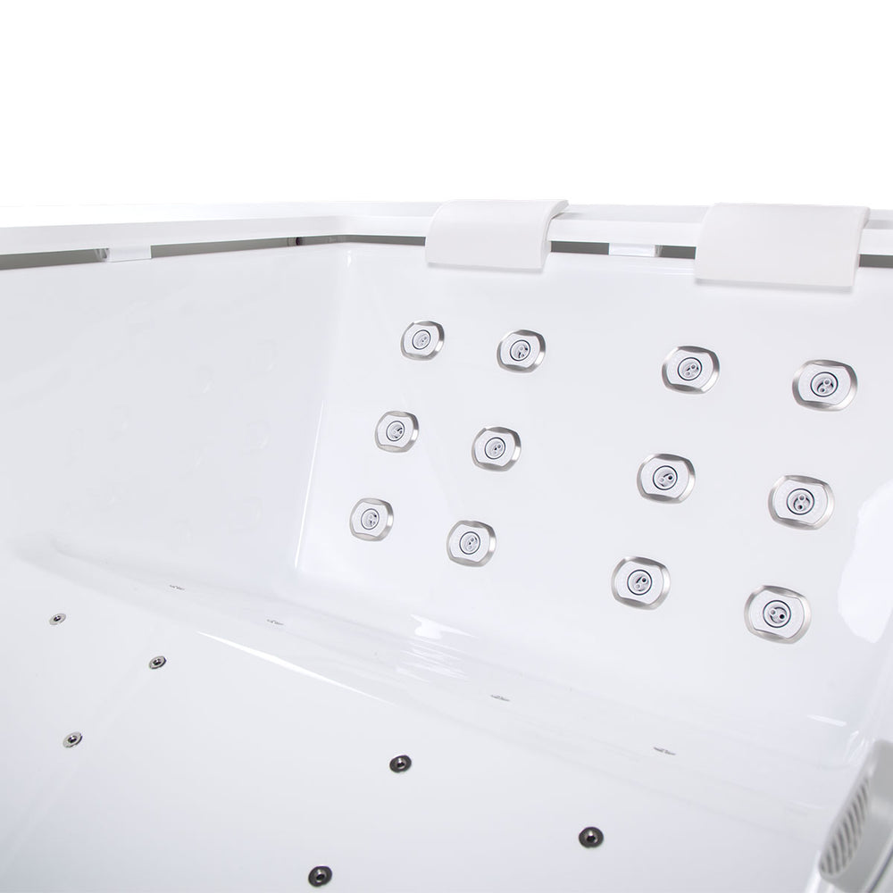 Whirlpool Outdoor 2 Personen winterfest Reluxis Dabassy Edge Select Wellis im Garten kaufen Design modern highend viereckig Detailbild Liegeplätze
