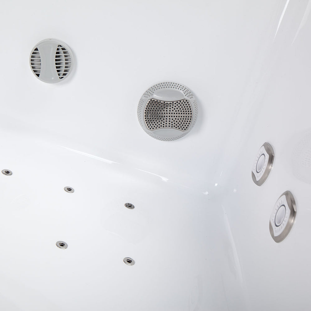 Whirlpool Outdoor 2 Personen winterfest Reluxis Dabassy Edge Select Wellis im Garten kaufen Design modern highend viereckig Detailbild Düsen