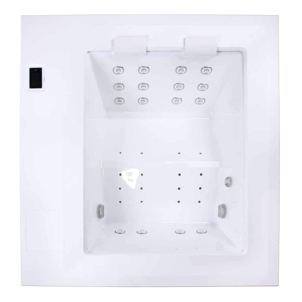 Whirlpool Outdoor 2 Personen winterfest Reluxis Dabassy Edge Select Wellis im Garten kaufen Design modern highend viereckig Draufsicht