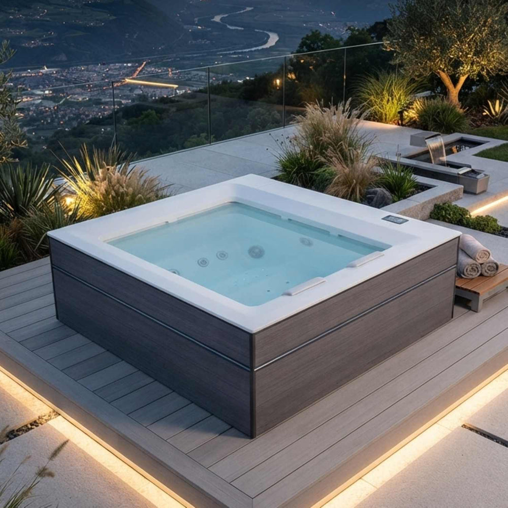 Whirlpool Outdoor 2 Personen winterfest Reluxis Dabassy Edge Select Wellis Garten kaufen Design modern highend viereckig
