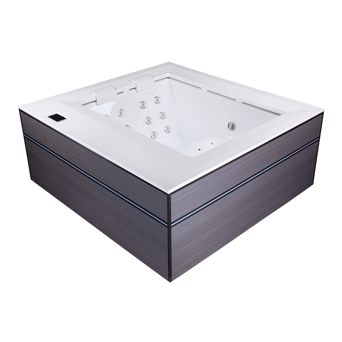 Whirlpool Outdoor 2 Personen winterfest Reluxis Dabassy Edge Select Wellis im Garten kaufen Design modern highend viereckig