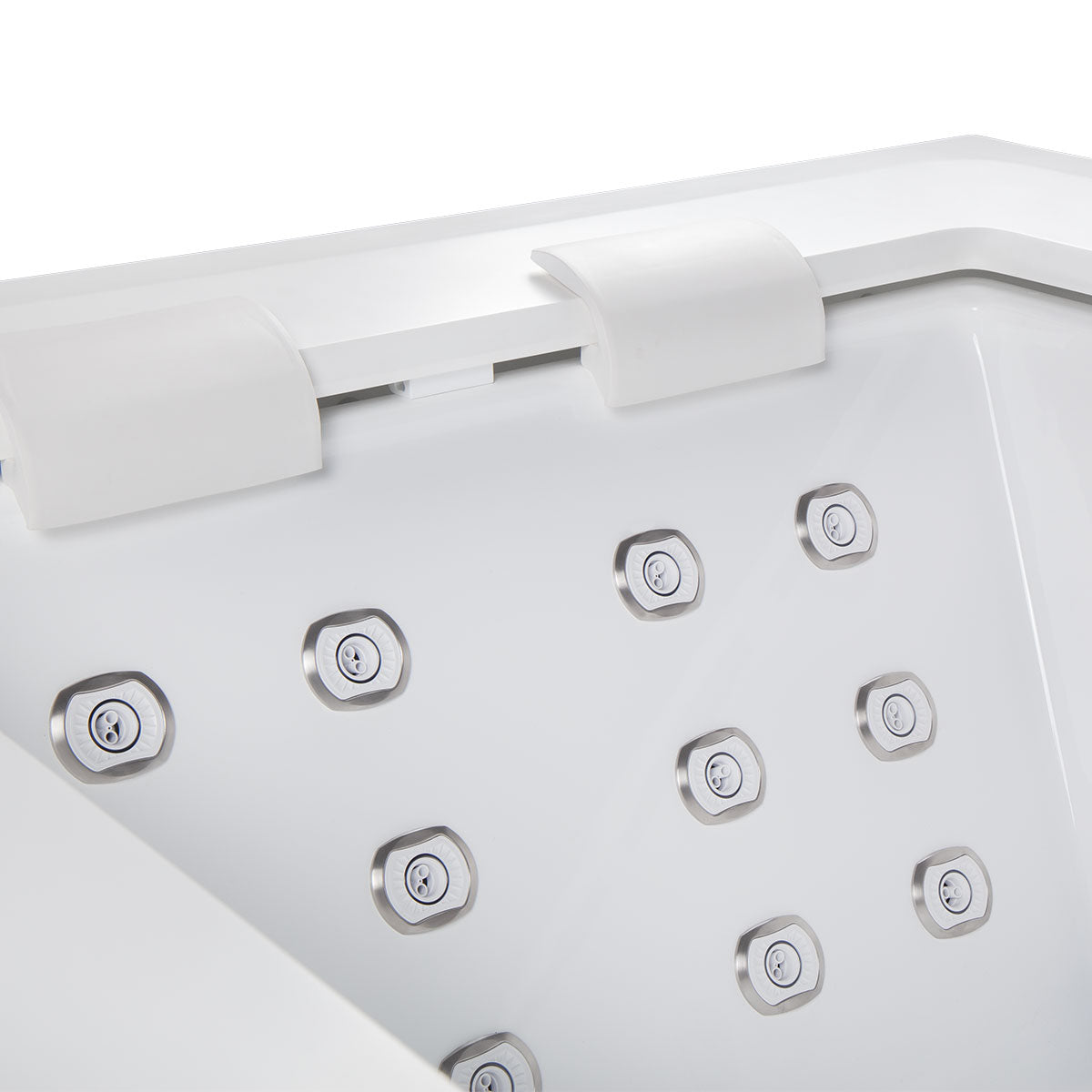 Whirlpool Outdoor 2 Personen winterfest Reluxis Dabassy Edge Select Wellis im Garten kaufen Design modern highend viereckig Detailbild Kopfstützen