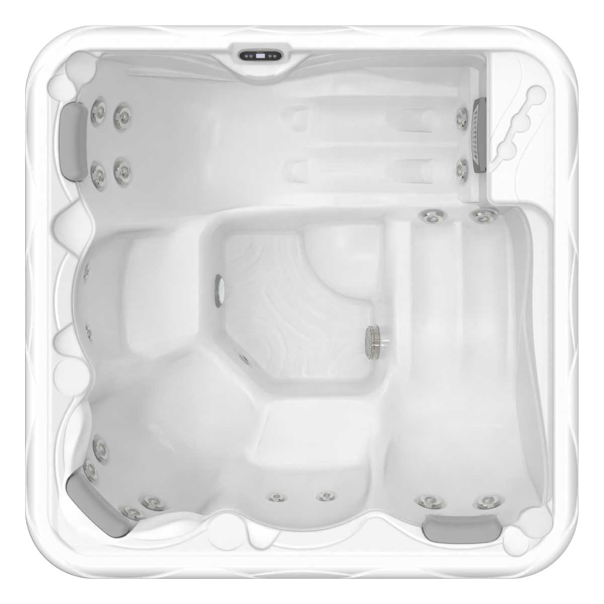 Whirlpool Outdoor 4 - 5 Personen winterfest Reluxis Callisto Wellis plug and play Garten kaufen viereckig Drafsicht weiss