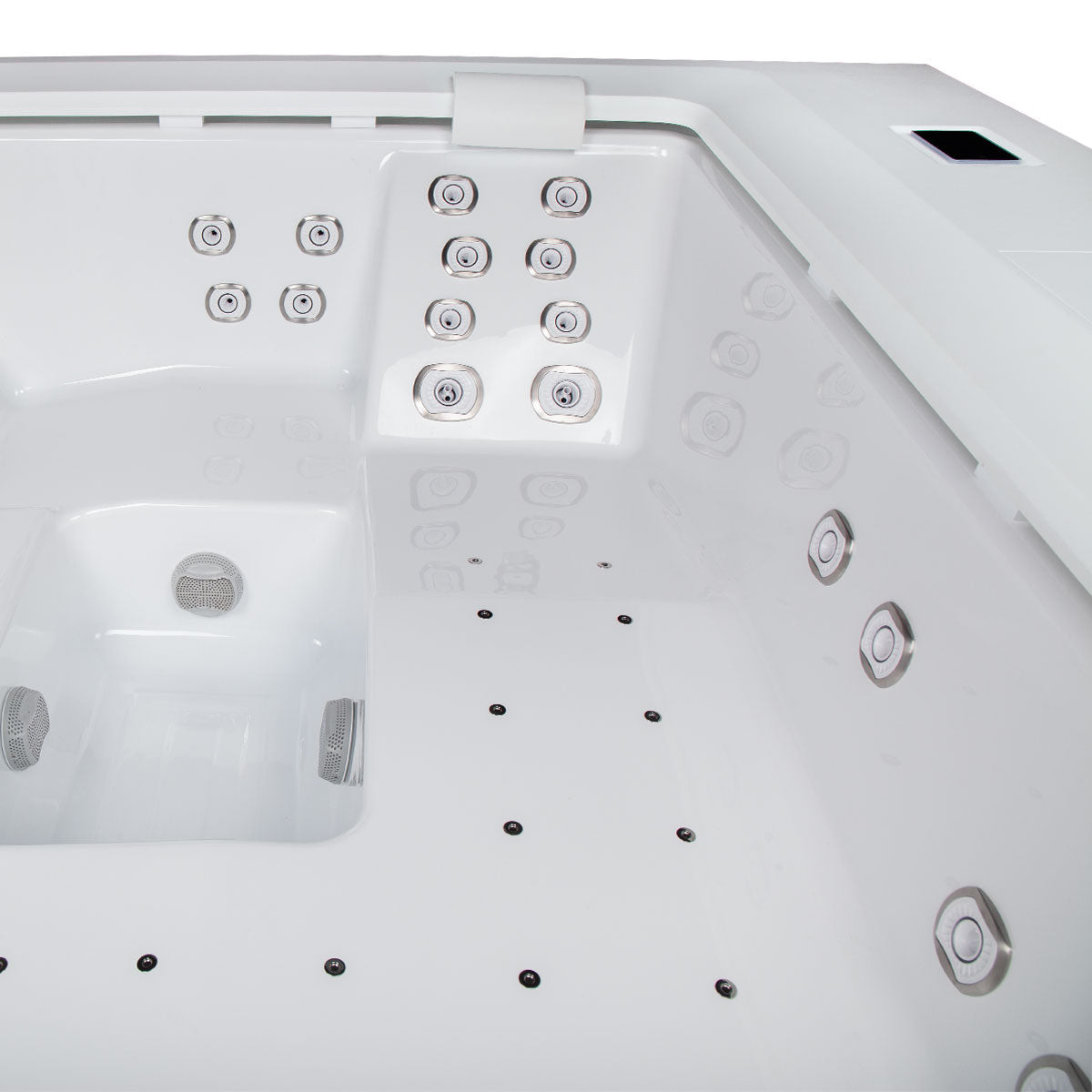 Whirlpool Outdoor 4 - 5 Personen winterfest Reluxis Dabassy Edge Premier Wellis für den Garten kaufen Design modern 4 eckig Detailbild Sitz