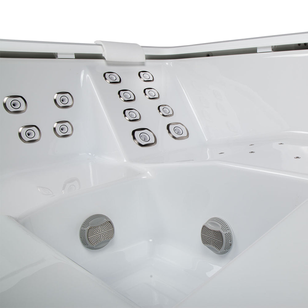 Whirlpool Outdoor 4 - 5 Personen winterfest Reluxis Dabassy Edge Premier Wellis für den Garten kaufen Design modern 4 eckig Detailbild Liegeplatz