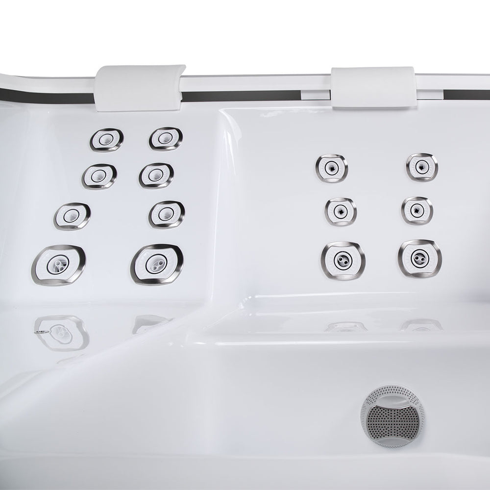 Whirlpool Outdoor 4 - 5 Personen winterfest Reluxis Dabassy Edge Premier Wellis für den Garten kaufen Design modern 4 eckig Detailbild Düsen