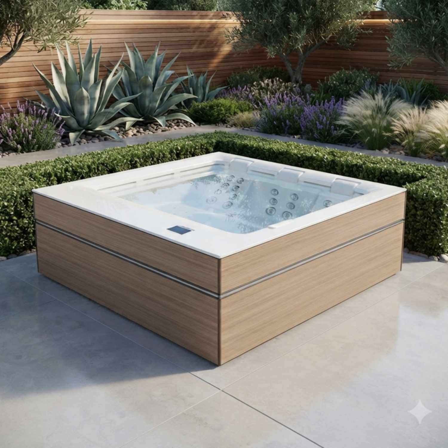 Whirlpool Outdoor 4 - 5 Personen winterfest Reluxis Dabassy Edge Premier Wellis im Garten kaufen Design modern 4 eckig