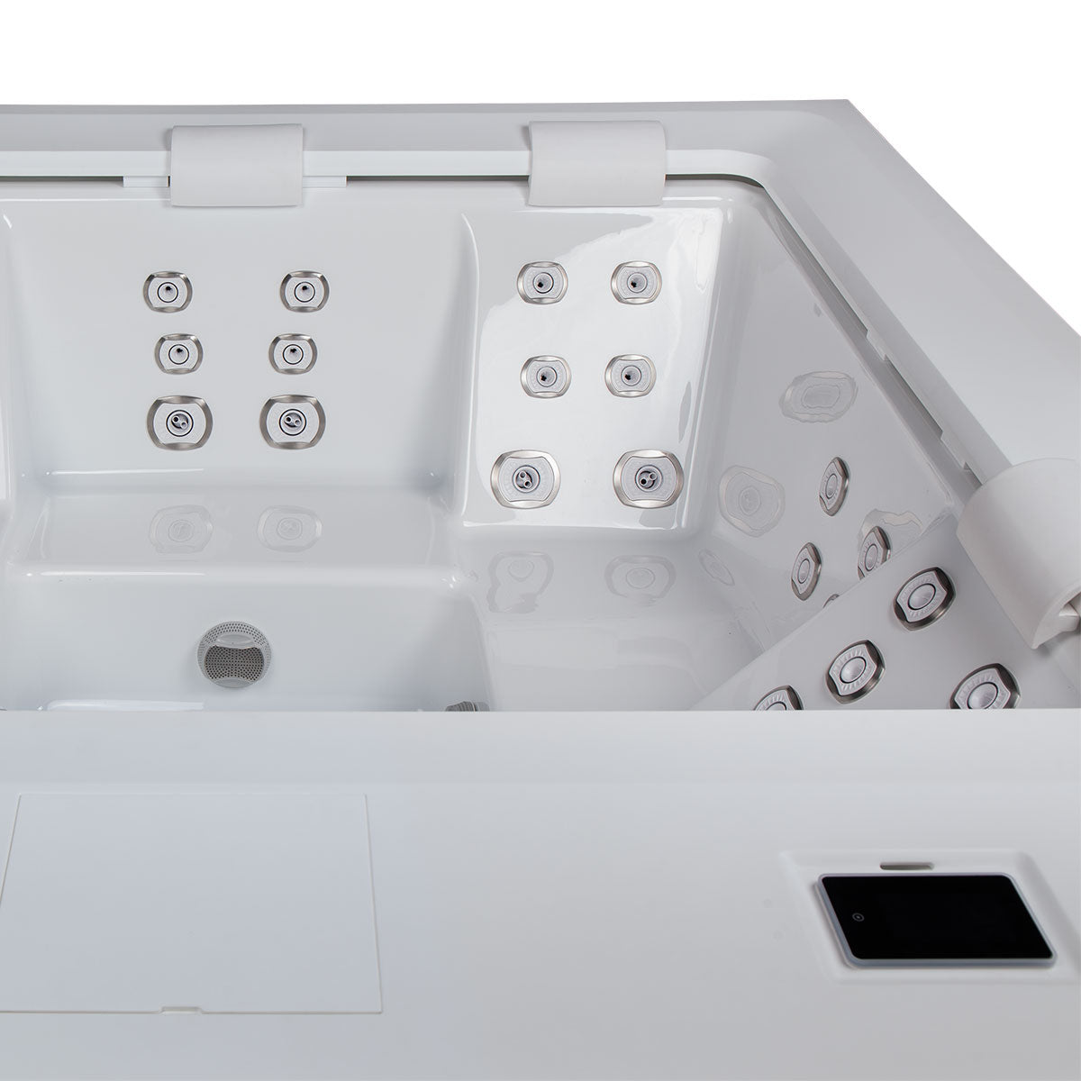 Whirlpool Outdoor 4 - 5 Personen winterfest Reluxis Dabassy Edge Premier Wellis für den Garten kaufen Design modern 4 eckig Detailbild Düsen