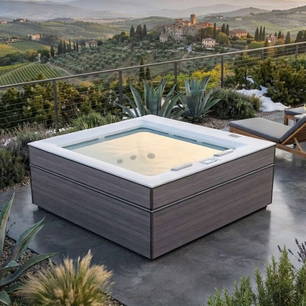 Whirlpool Outdoor 4 Personen winterfest mit Abdeckung Angebote Deutschland kaufen für den Garten draußen ganzjährig Preise mit Wärmepumpe auf der Terrasse Design modern