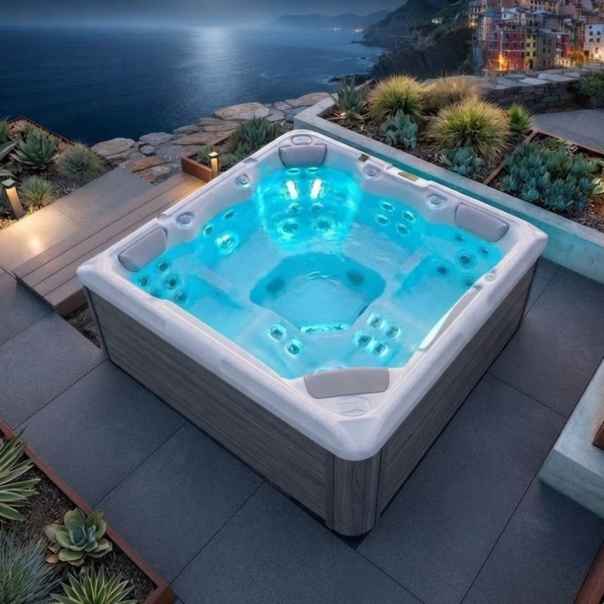 Whirlpool Outdoor 4 Personen winterfest mit Abdeckung Angebote Deutschland kaufen für den Garten draußen ganzjährig Preise mit Wärmepumpe auf der Terrasse