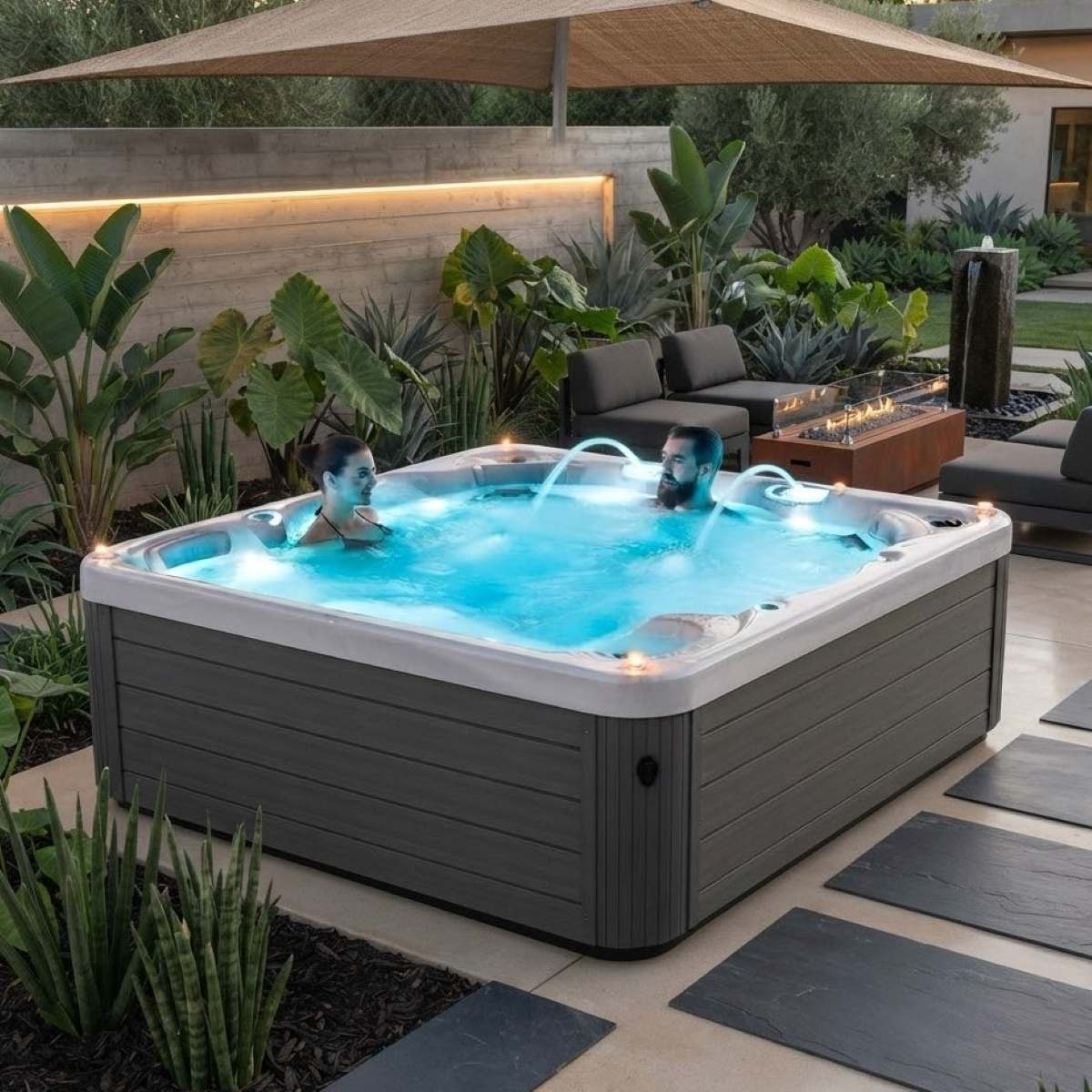 Whirlpool Outdoor 4 Personen winterfest mit Abdeckung Angebote Deutschland kaufen für den Garten draußen ganzjährig Preise mit Wärmepumpe auf der Terrasse