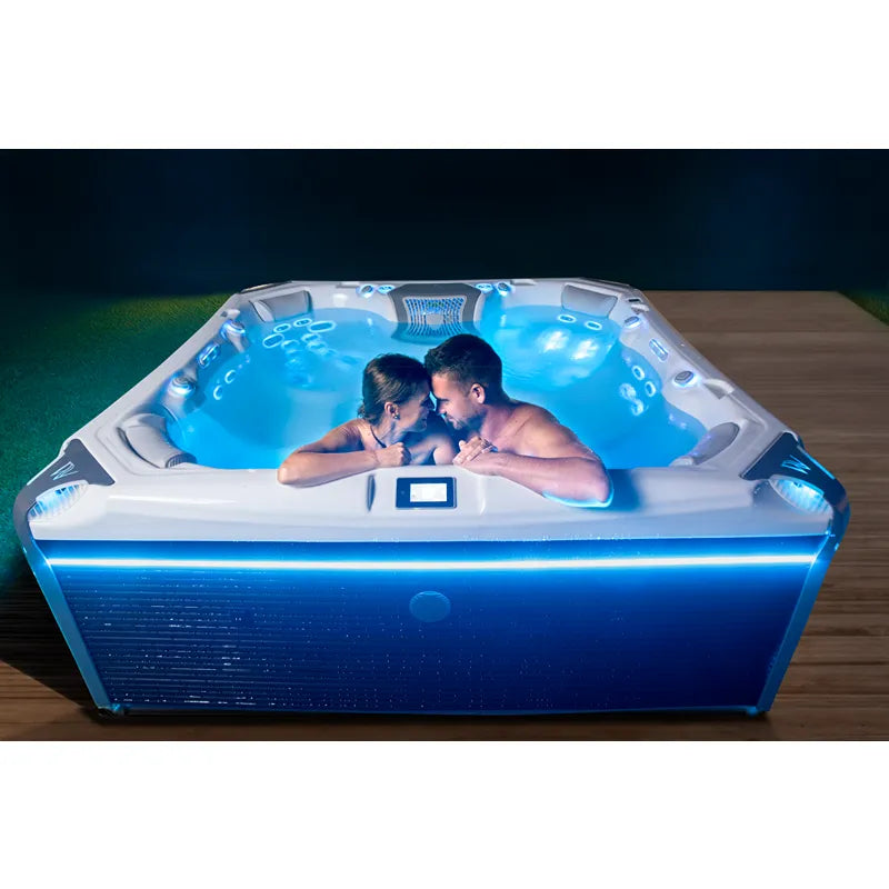 Whirlpool Outdoor 6 - 7 Personen winterfest Reluxis Elbrus Life Wellis Garten kaufen beleuchtet abends mit 2 Persnen
