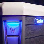 Whirlpool Outdoor im Garten 2 4 6 Personen winterfest kaufen Preis ganzjährig Wellis Lima 4 eckig Detailbild Logo beleuchtet