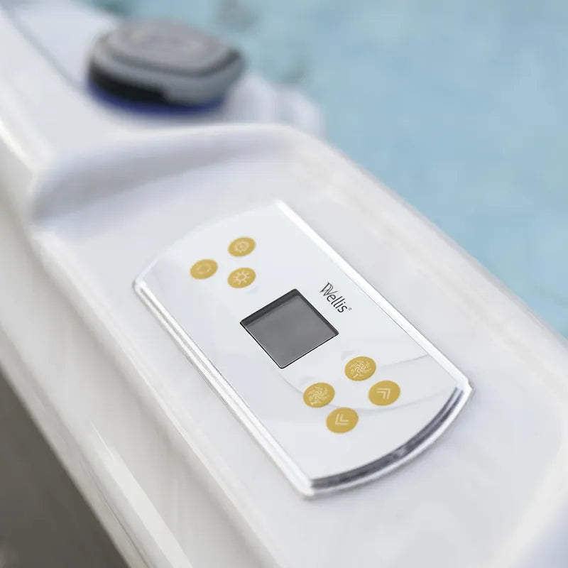 Whirlpool Outdoor 6 - 7 Personen winterfest Reluxis Vienna Life Wellis Garten kaufen quadratisch Detailbild Bedienung