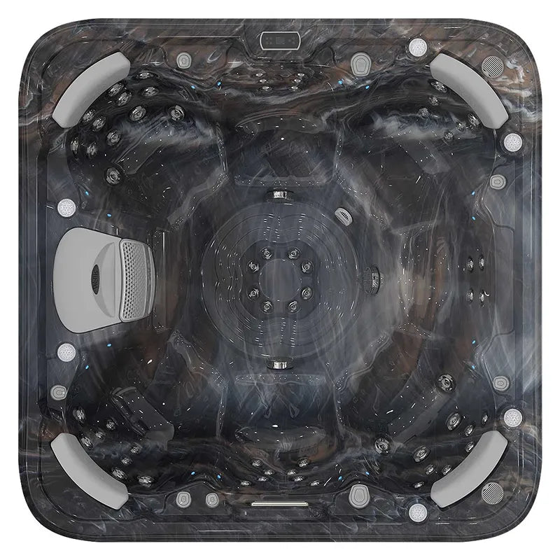Whirlpool Outdoor 6 - 7 Personen winterfest Reluxis Vienna Life Wellis Garten kaufen quadratisch Drausiht dunkel
