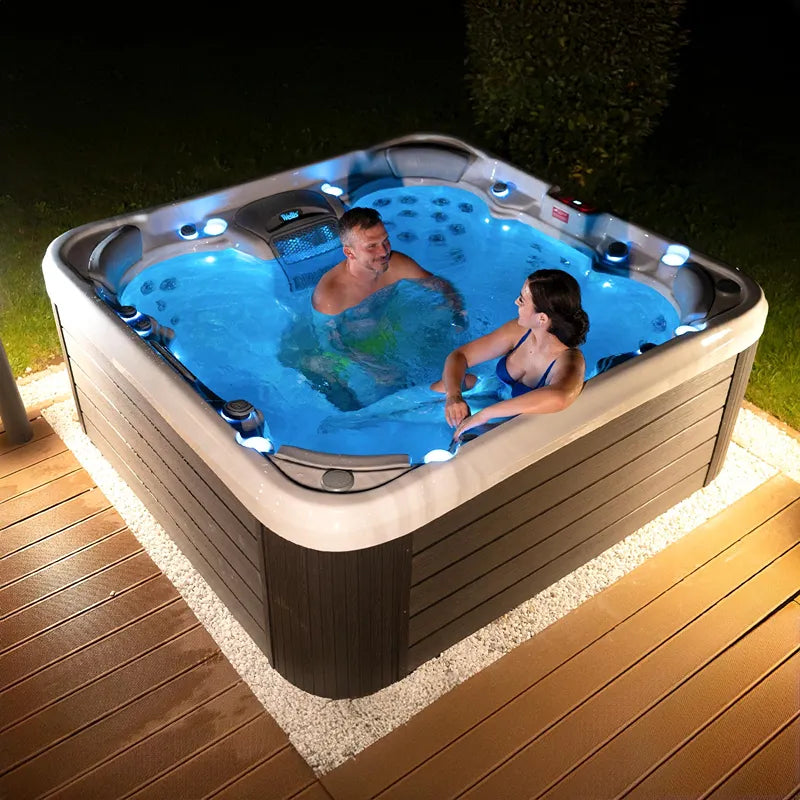 Whirlpool Outdoor 6 - 7 Personen winterfest Reluxis Vienna Life Wellis Garten kaufen quadratisch 2 Personn drin nachts