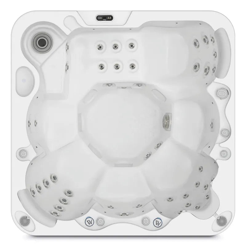 Whirlpool Outdoor 6 Personen winterfest Reluxis Jupiter Wellis im Garten kaufen Angebot draußen energiesparend für Terrasse Draufsicht